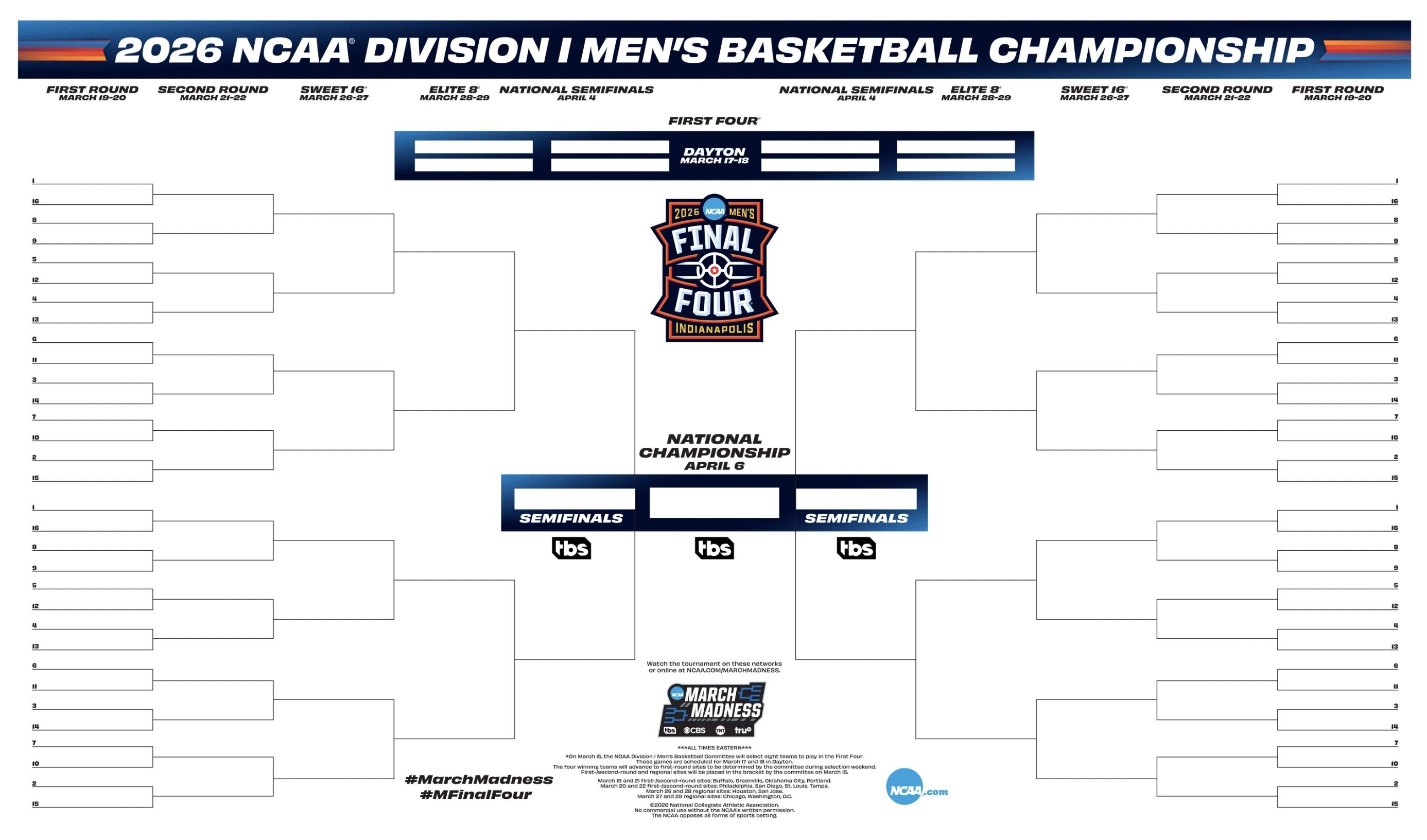 2026 NCAA tournament bracket for March Madness